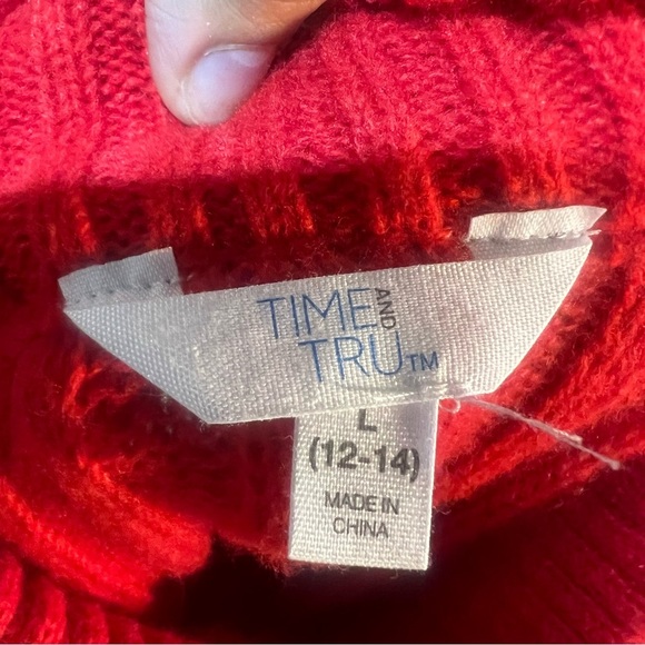 Women's Time and Tru High-Neck Sweater Red L 12-14 - Picture 4 of 5